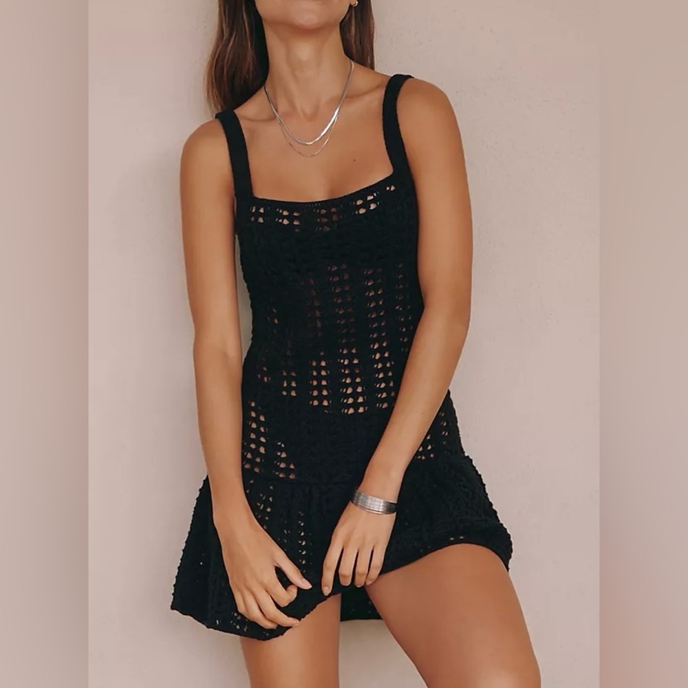 NWT Size S - Anthropologie 100% Cotton Knit Mini Dress in Black (NWT US$ 128)